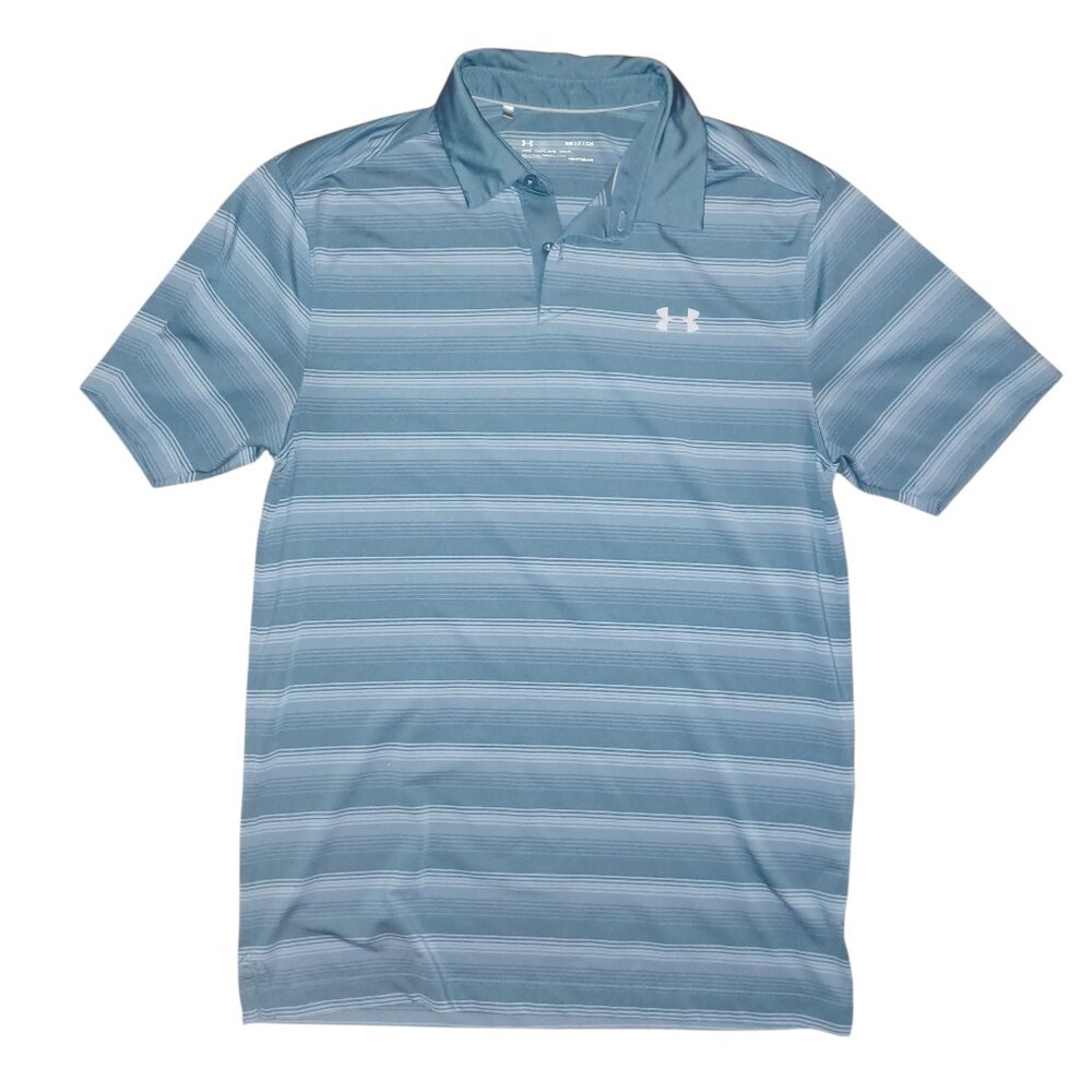 Blue striped under armour polo shirt